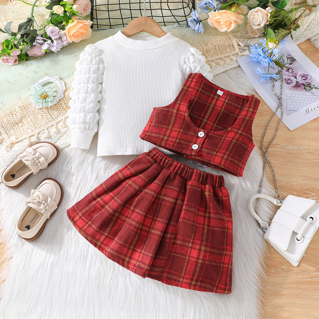 Preppy Plaid Waistcoat Set