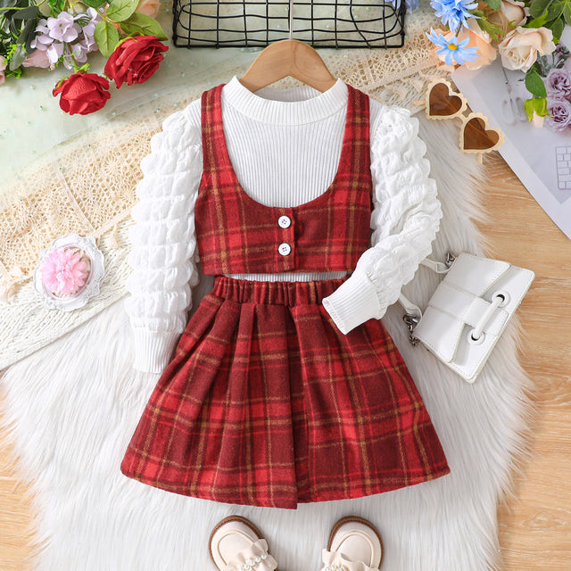 Preppy Plaid Waistcoat Set