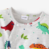 100% Cotton Dinosaur Print Short - sleeve Grey Baby Romper - MomYom PK