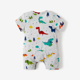 100% Cotton Dinosaur Print Short - sleeve Grey Baby Romper - MomYom PK