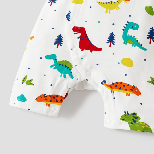 100% Cotton Dinosaur Print Short - sleeve Grey Baby Romper - MomYom PK