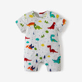 100% Cotton Dinosaur Print Short - sleeve Grey Baby Romper - MomYom PK