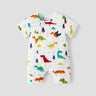 100% Cotton Dinosaur Print Short - sleeve Grey Baby Romper - MomYom PK