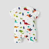 100% Cotton Dinosaur Print Short - sleeve Grey Baby Romper - MomYom PK