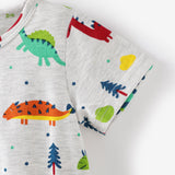 100% Cotton Dinosaur Print Short - sleeve Grey Baby Romper - MomYom PK