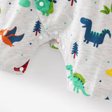 100% Cotton Dinosaur Print Short - sleeve Grey Baby Romper - MomYom PK