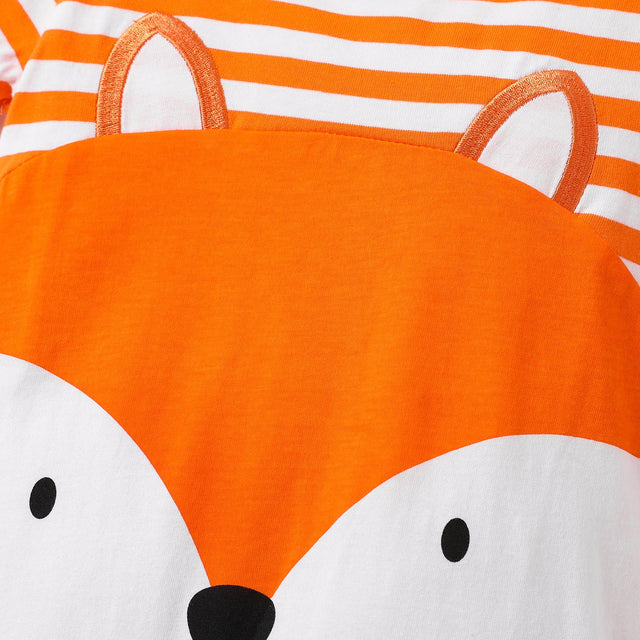 100% Cotton Fox Stripe Print Short - sleeve Orange Baby Romper - MomYom PK