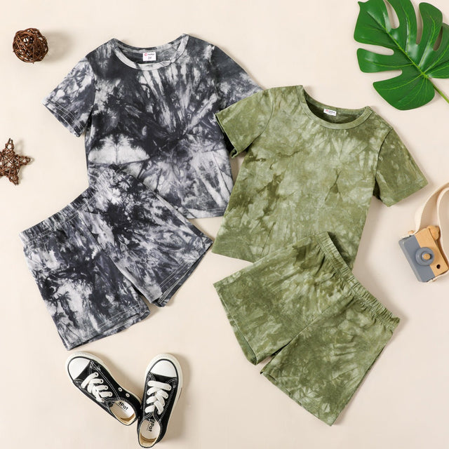 2 - piece Toddler Boy 100% Cotton Tie Dyed Short - sleeve Tee and Elasticized Shorts Set - MomYom PK