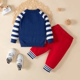 2pcs Baby Boy 100% Cotton Fox Graphic Stripe Long - sleeve Sweater and Pants Set - MomYom PK