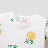 2pcs Baby Boy 95% Cotton Short - sleeve Pineapple Print Tee and Solid Shorts Set - MomYom PK