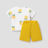 2pcs Baby Boy 95% Cotton Short - sleeve Pineapple Print Tee and Solid Shorts Set - MomYom PK