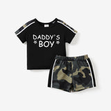 2pcs Baby Boy Avant - garde Fabric Stitching Camouflage Short Sleeve Top and Pants Set - MomYom PK