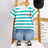 2pcs Toddler Boy Vehicle Print Stripe Short - sleeve Tee and 95% Cotton Denim Shorts Set - MomYom PK