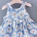 2pcs Toddler Girl Floral Print Bowknot Design Strap Dress and Straw Hat Set - MomYom PK