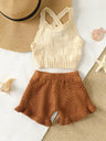 2pcs Toddler Girl Plaid Textured Cami Top and wavy Textured Shorts Set - MomYom PK