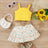 3pcs Toddler Girl Sweet Ribbed Crop Camisole and Floral Print Pleated Skirt & Belt Set - MomYom PK