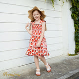 Toddler Girl 100% Cotton Strawberry Print Flutter-sleeve Smocked Dress