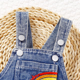 Baby Boy/Girl Rainbow Pattern Pockets Buttons Strappy Overalls