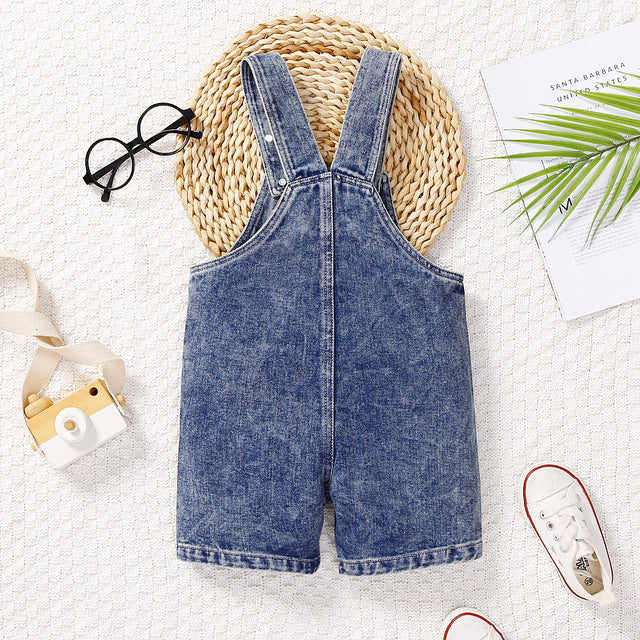 Baby Boy/Girl Rainbow Pattern Pockets Buttons Strappy Overalls