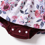 2pcs Baby Girl 95% Cotton Lace Flutter - sleeve Floral Print Romper with Headband Set - MomYom PK