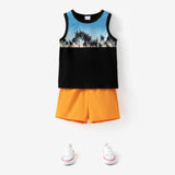 2pcs Toddler Boy Boho Floral Tree Print Tank Top and Shorts Set - MomYom PK