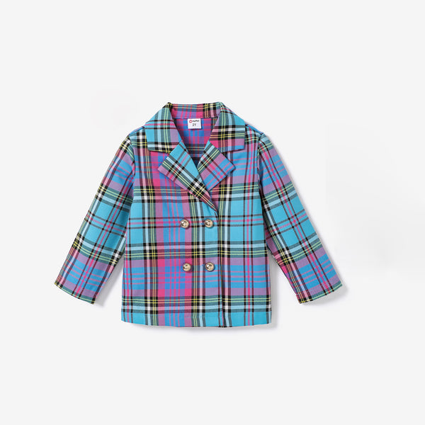 Toddler Girl Double-Breasted Grid Coat