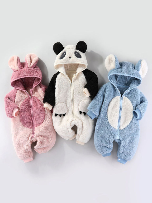 Winter Plush Animal Insulation Cotton-padded baby rompers