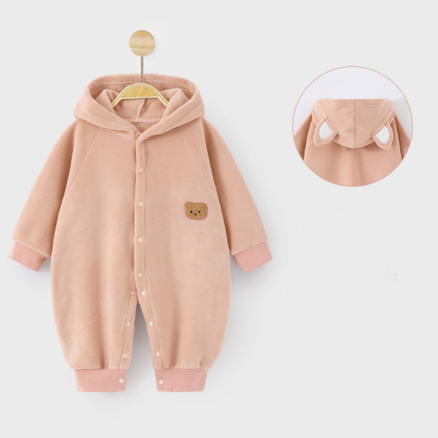 Baby fall and winter warm hooded onesie super cute bear outing clothes