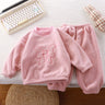 New Baby Boys Thick Plush Nightgown Set Casual Long Sleeve O-Neck Tops & Pants Solid Color Pajamas Winter Home Clothes