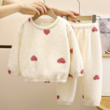 Childrens autumn and winter warm fleece and thick pajamas set