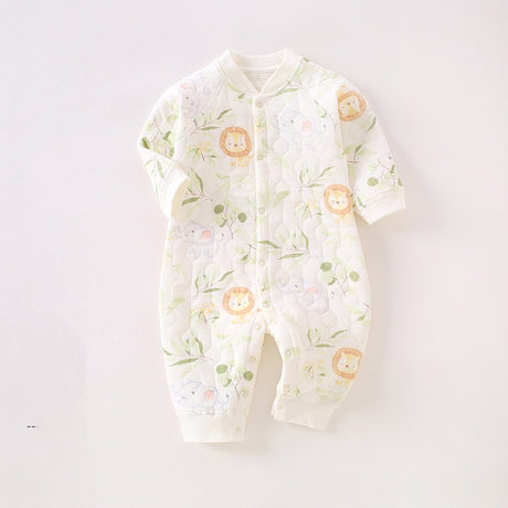 Baby clothes autumn and winter cute printed warm and soft cotton jumpsuit