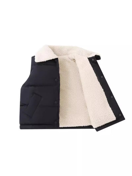 Fleece-Lined Cotton Vest for Winter