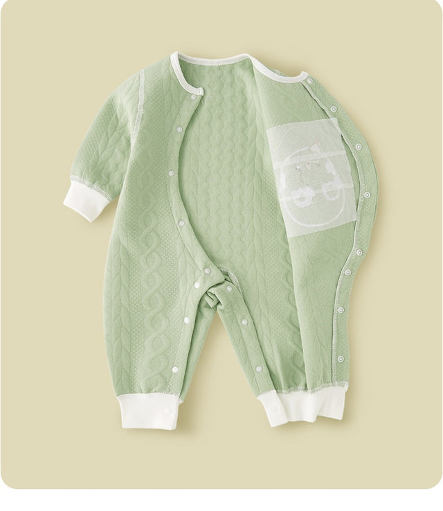 Unisex jumpsuit Spring and Autumn air clamp thin cotton warm baby clothing