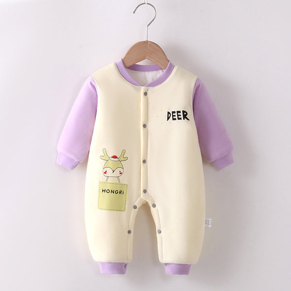 Winter cotton unisex baby comfort cartoon thickened warm one-piece padded jacket