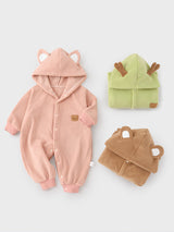 Baby fall and winter warm hooded onesie super cute bear outing clothes