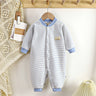 Baby autumn and winter velvet striped warm pajamas long sleeve crawling suit