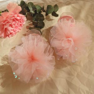 Baby Girl Sweet Style Mesh Peony Applique Floor Socks