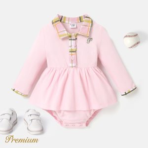 100% Cotton Elegant Baby Girl Romper with Button - Pink, 3-6 Months
