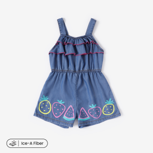 Toddler Girl Cooling Denim Ruffled Jumpsuit