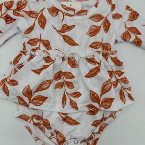 Leaf Print Frock Style Romper