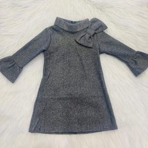 Winter bow high neck one pc dress