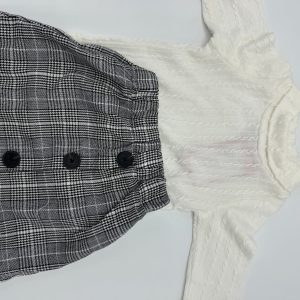 2-piece Checker Shorts with White High Neck Shirt