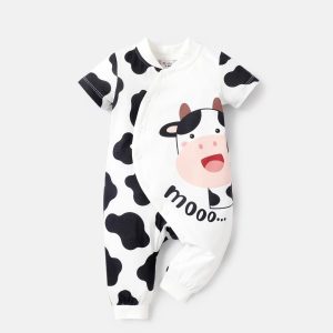 Baby Boy Cow Print Long Sleeve Cotton Onesize