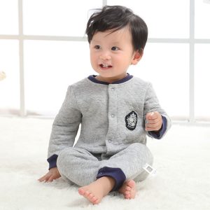 Cozy Cotton Winter Onesie for Newborns - Grey, 12-18 Months
