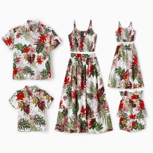 Family Matching Sets Floral Beach Shirt or Shirred Cami Top Elastic Waist Co-ord Sets