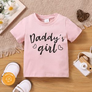 Baby Boy/Girl 95% Cotton Short-sleeve Letter Print Tee - Black / 18-24 Months