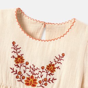 Toddler Girl 100% Cotton Floral Print Short-sleeve Dress - 2 Years, Apricot