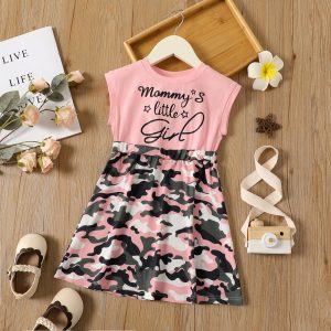 Toddler Girl Naia Letter Camouflage Print Sleeveless Dress - Yellow, 5-6 Years