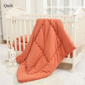 100% Cotton Muslin Baby Gear Includes Bib / Swaddling Blanket / Crib Sheet / Single Layer Quilt / Burp Cloth / Pillow / Washcloth - Color-A / One Size