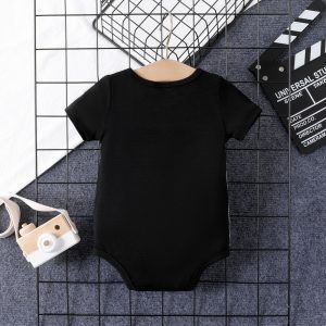 Baby Boy Letter Print Colorblock Patch Pocket Short-sleeve Bodysuit - 0-3 Months, Block